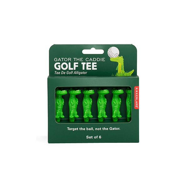 ワニモチーフのユニークなゴルフティー6本セット。
