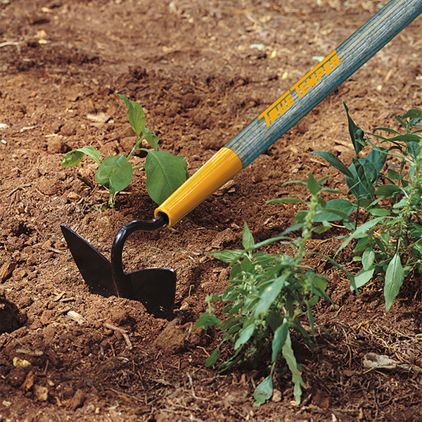 植物間の土壌を耕し、溝を作る時に便利な三角形の頭を持っています。
