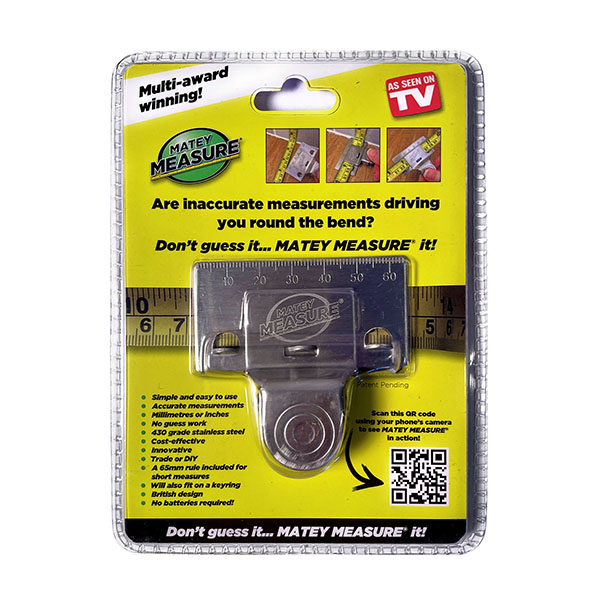 手持ちのテープメジャー、コンベックスに挟むだけで内寸を素早く測定可能にするクリップ。