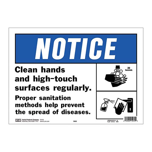 手洗い、定期的な清掃喚起プラスチックサインプレート。
