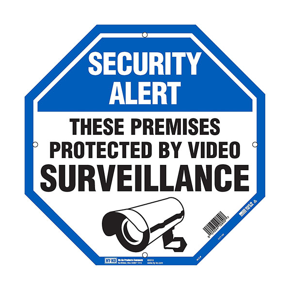 監視カメラ、プラスチックサインプレート。