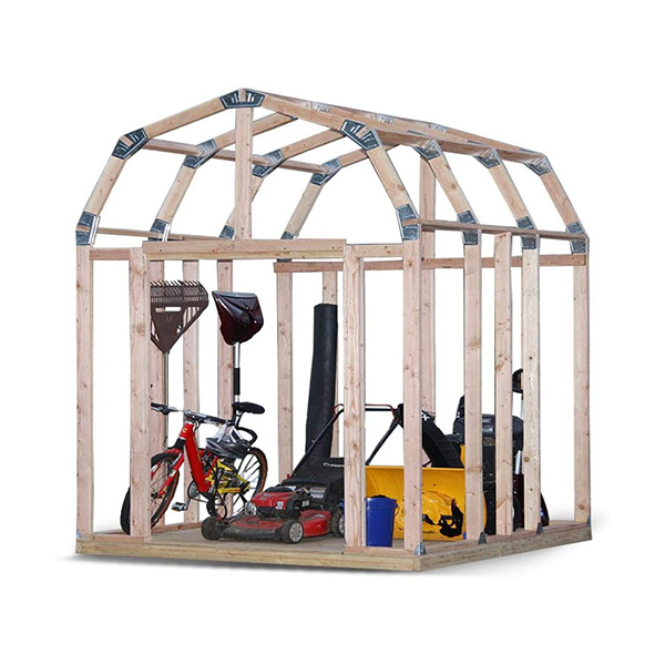 市販の2x4材を使用しDIYで物置小屋フレームを作成するためのキット。