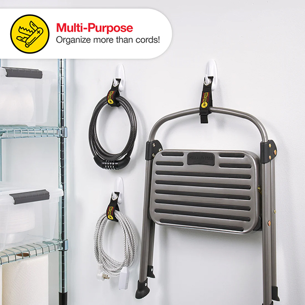 コードやホース、ロープなどを整理できて吊下げ保管可能。