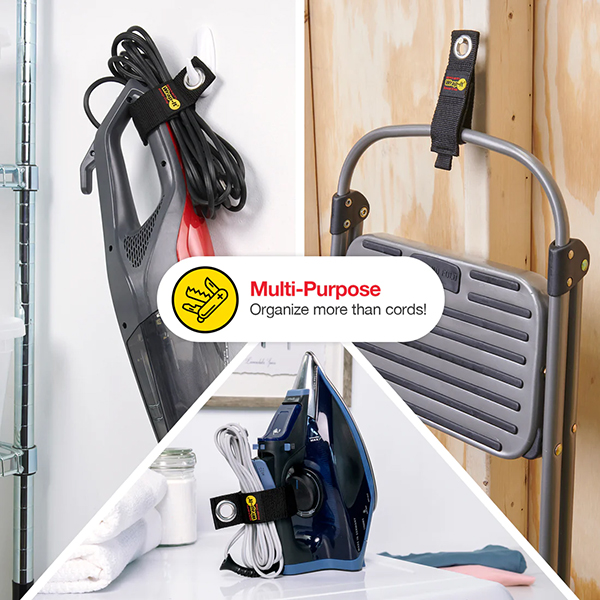 コードやホース、ロープなどを整理できて吊下げ保管可能。