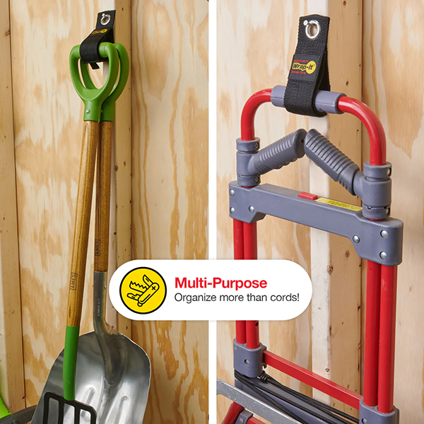 コードやホース、ロープなどを整理できて吊下げ保管可能。