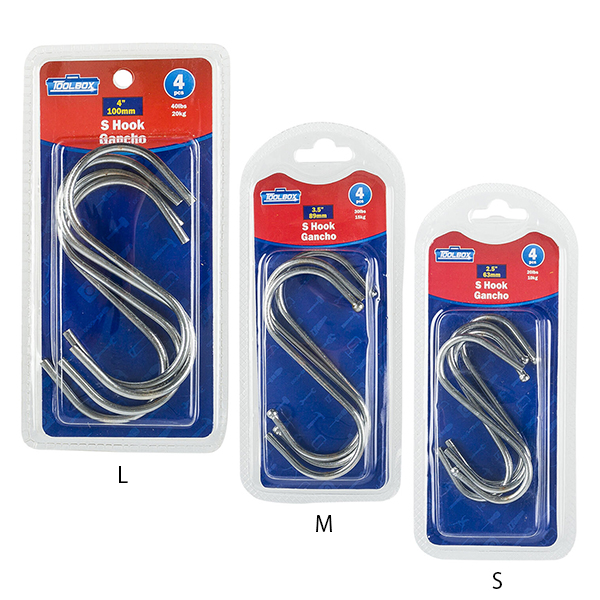 様々な用途に便利なSフック4個入り。