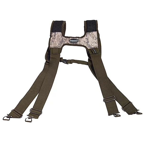 ３つの腰袋、調整可能なベルト、サスペンションで構成された現場用リグ。