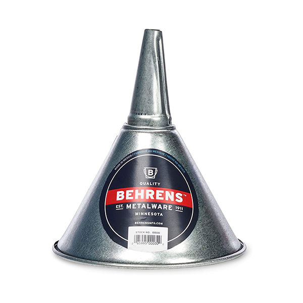 屋外での使用にも適し耐久性と強度に優れたガルバメッキスチール製漏斗。