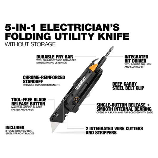 TOUGHBUILTヘビーデューティー仕様5-in-1ユーティリティナイフ。