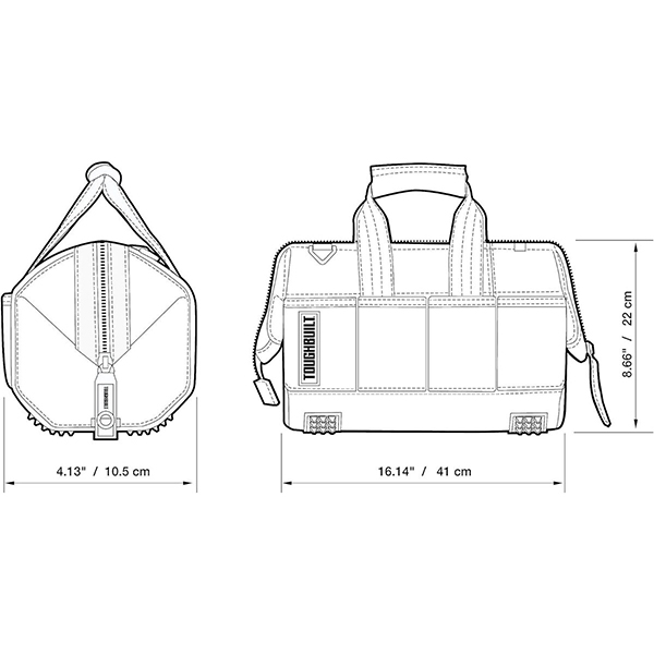 TOUGHBUILTヘビーデューティー仕様ツールバッグ。